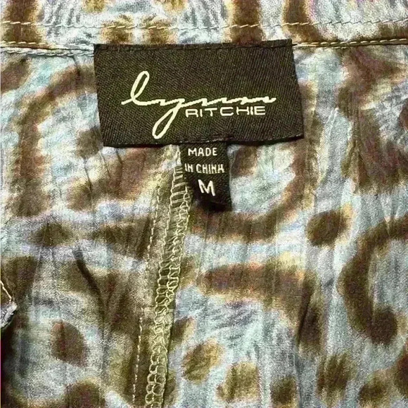 Lynn Ritchie Vintage 100% Silk Long Shirt - Brown + Blue - Women’s Size Medium - Picture 8 of 15